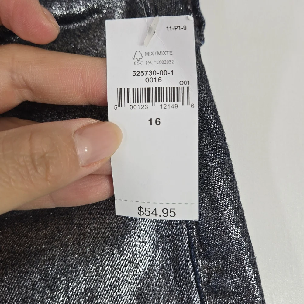 Gap Kids Low Stride Metallic Wide Leg Girls Size 16 Denim Jeans Adjustable Waist